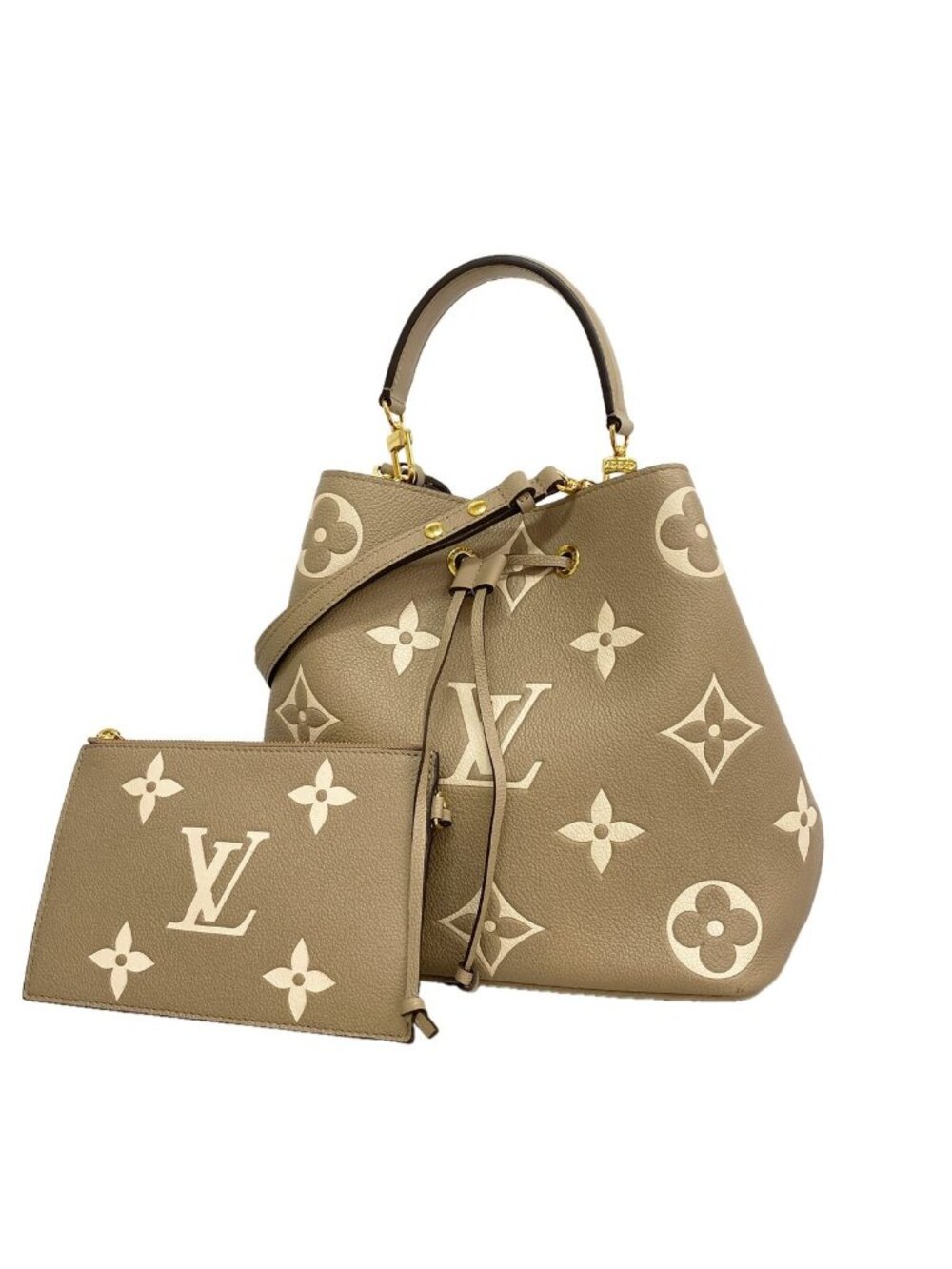 Louis Vuitton Handbag Monogram Empreinte Bicolor Neo Noe MM Tourterelle Cream